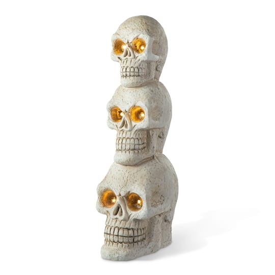 Glitzhome® 25.5" Lighted Halloween Skull Porch Décor with Timer in White | Michaels®
